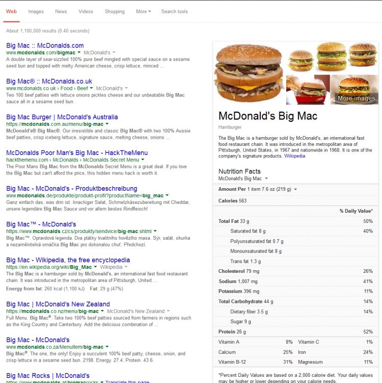 big mac mcdonalds Google